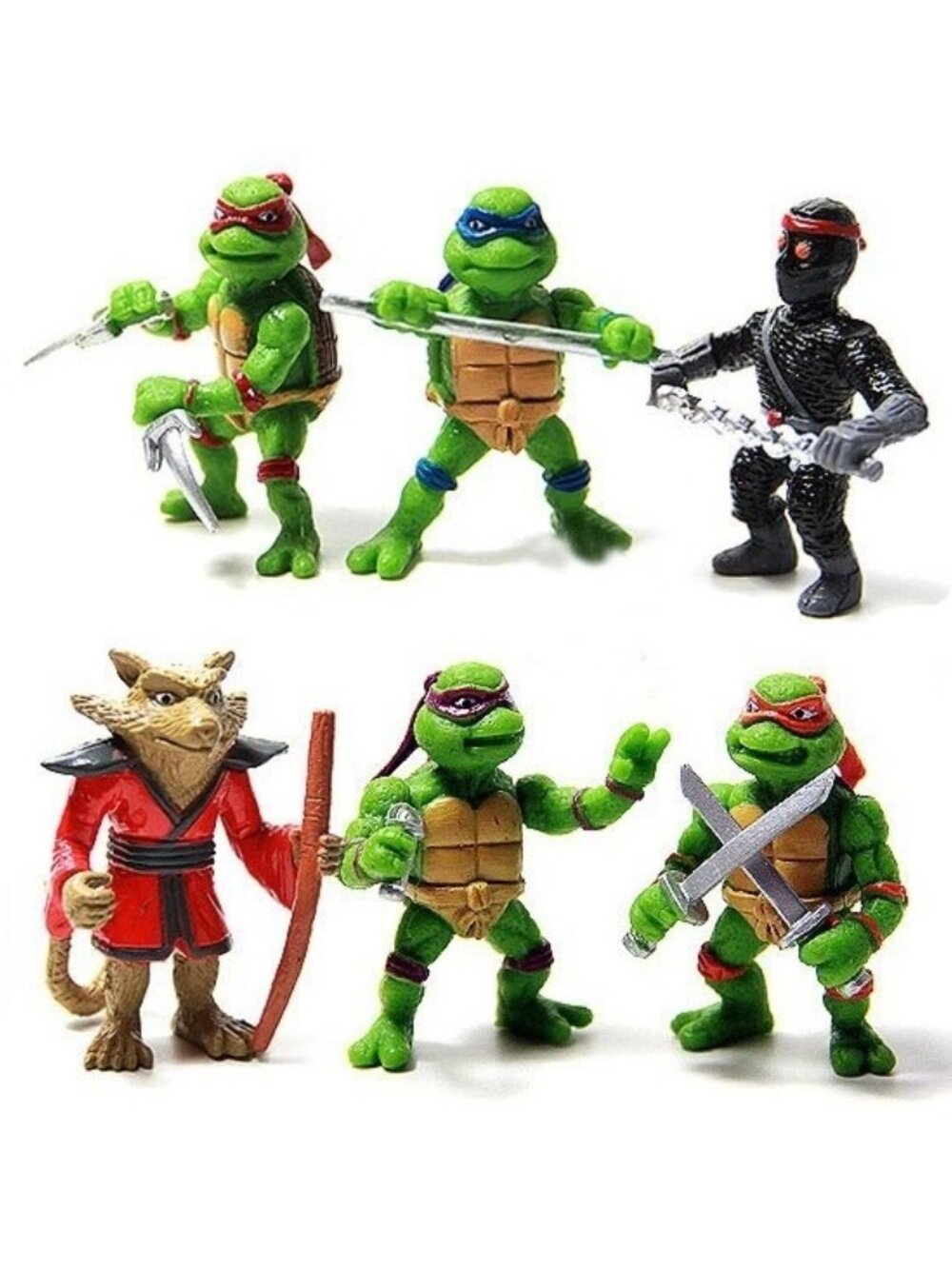 Ninja Turtles Splinter Playset 6 Figure Cake Topper Toy Doll Set Collectible